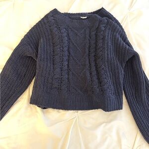 Garage Navy Textured Knit Sweater